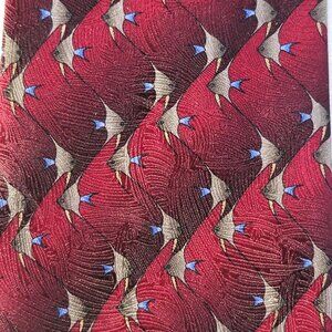 The Nature Conservancy Angelfish Mens Silk Dress Tie Red Fishing Beach 59X4